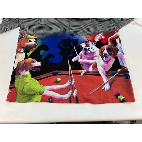 DragonFly Clothing Dogs Pool Billiards Cat Stripper Mens L Button Down Shirt - Picture 4 of 4